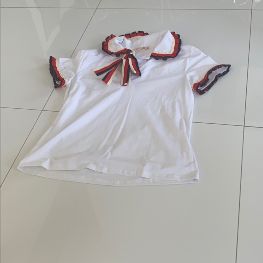 Ruffled top red, blue and white